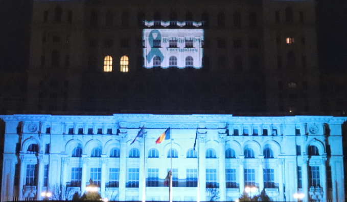 Iluminare in turcoaz - 17.11.2023 - Palatul Parlamentului